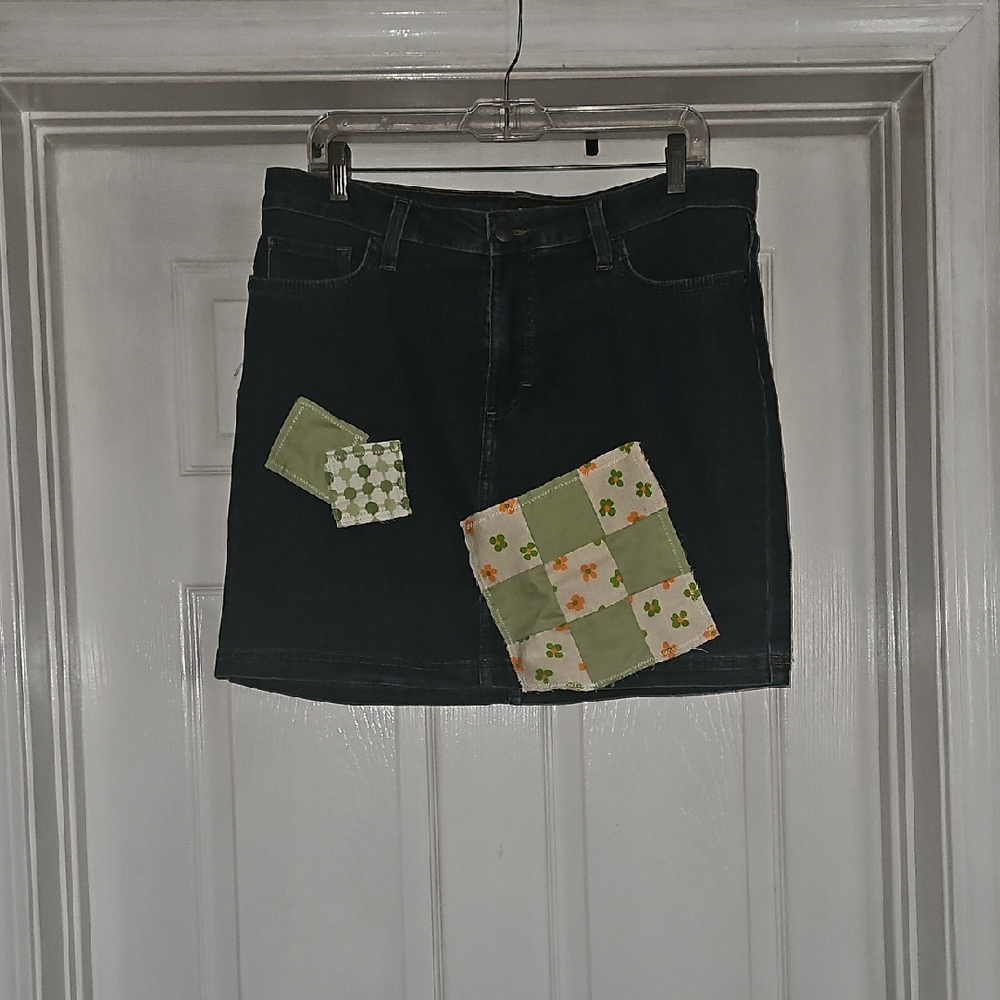 One Of A Kind, Upcycled Patchwork Denim Skirt